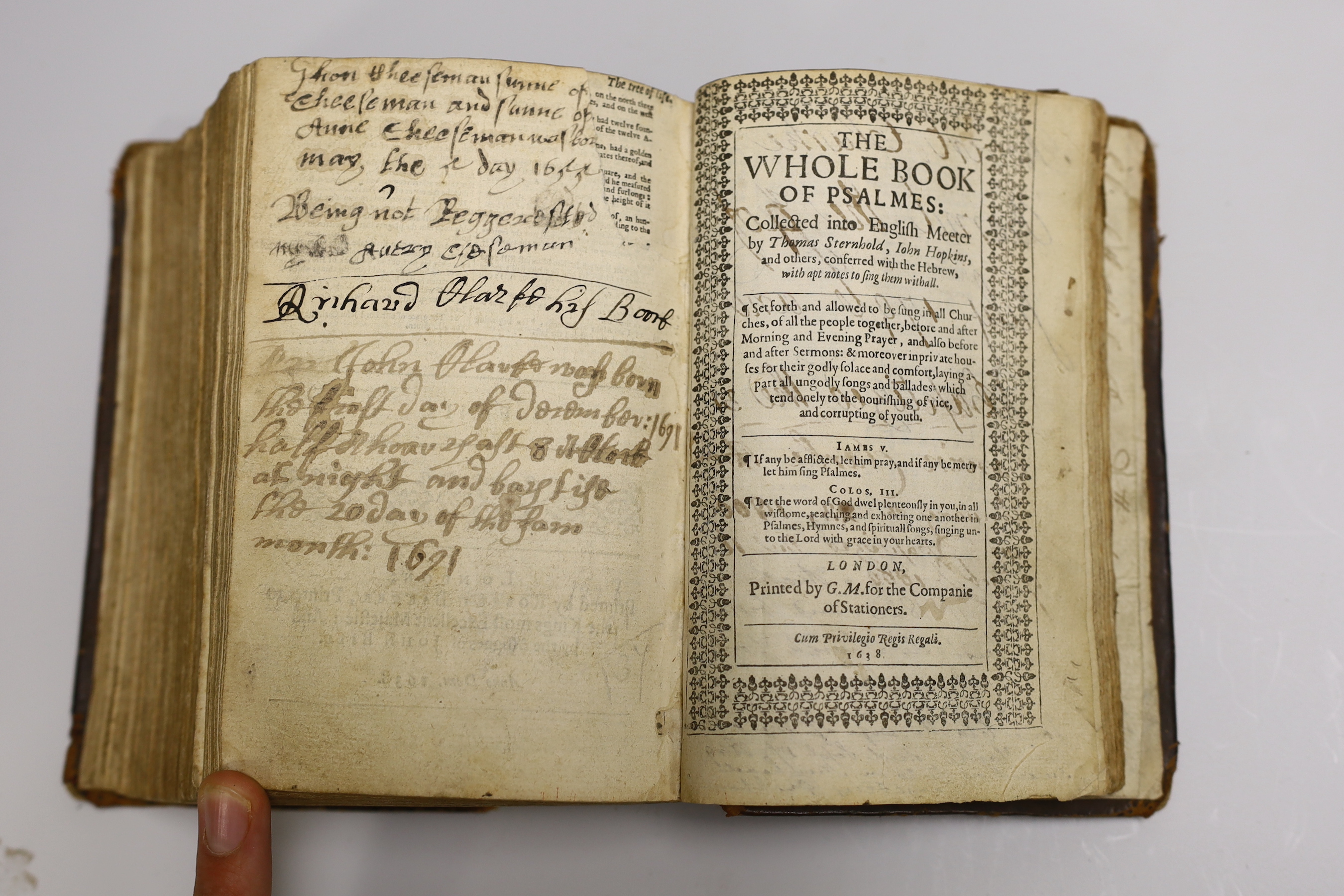 Bible [English]. - The Holy Bible, thick 8vo, contemporary calf, spine cracked, lacking title to Old Testament, commences at ‘’An Act for the Uniformitie of Common Prayer’’, followed by The Psalms, The Genealogies, by J[